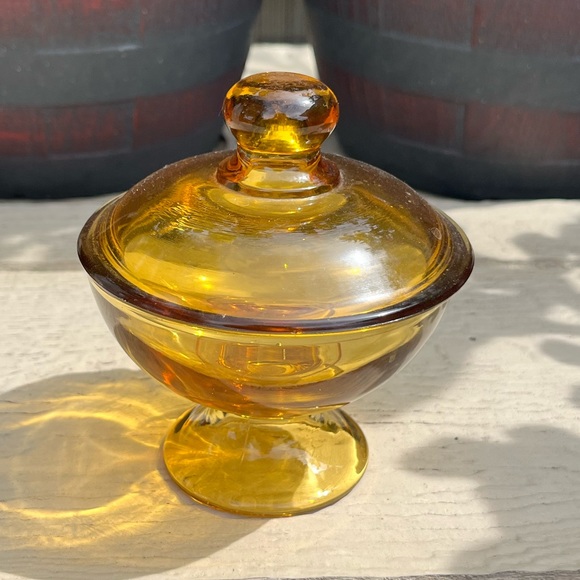 Accents Vintage Amber Footed Candy Dish With Lid Poshmark